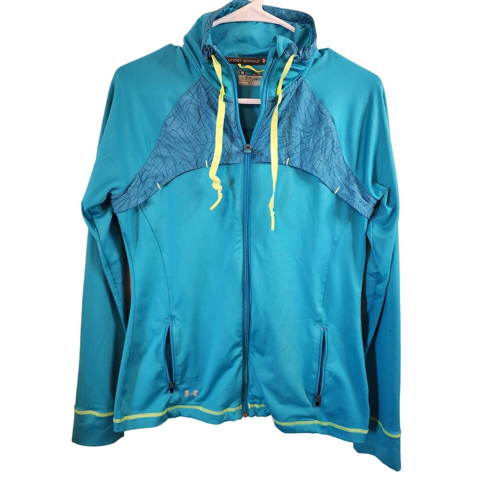 UNDER ARMOUR All Season Zip Up Blue Green Running Jacket Womens Small